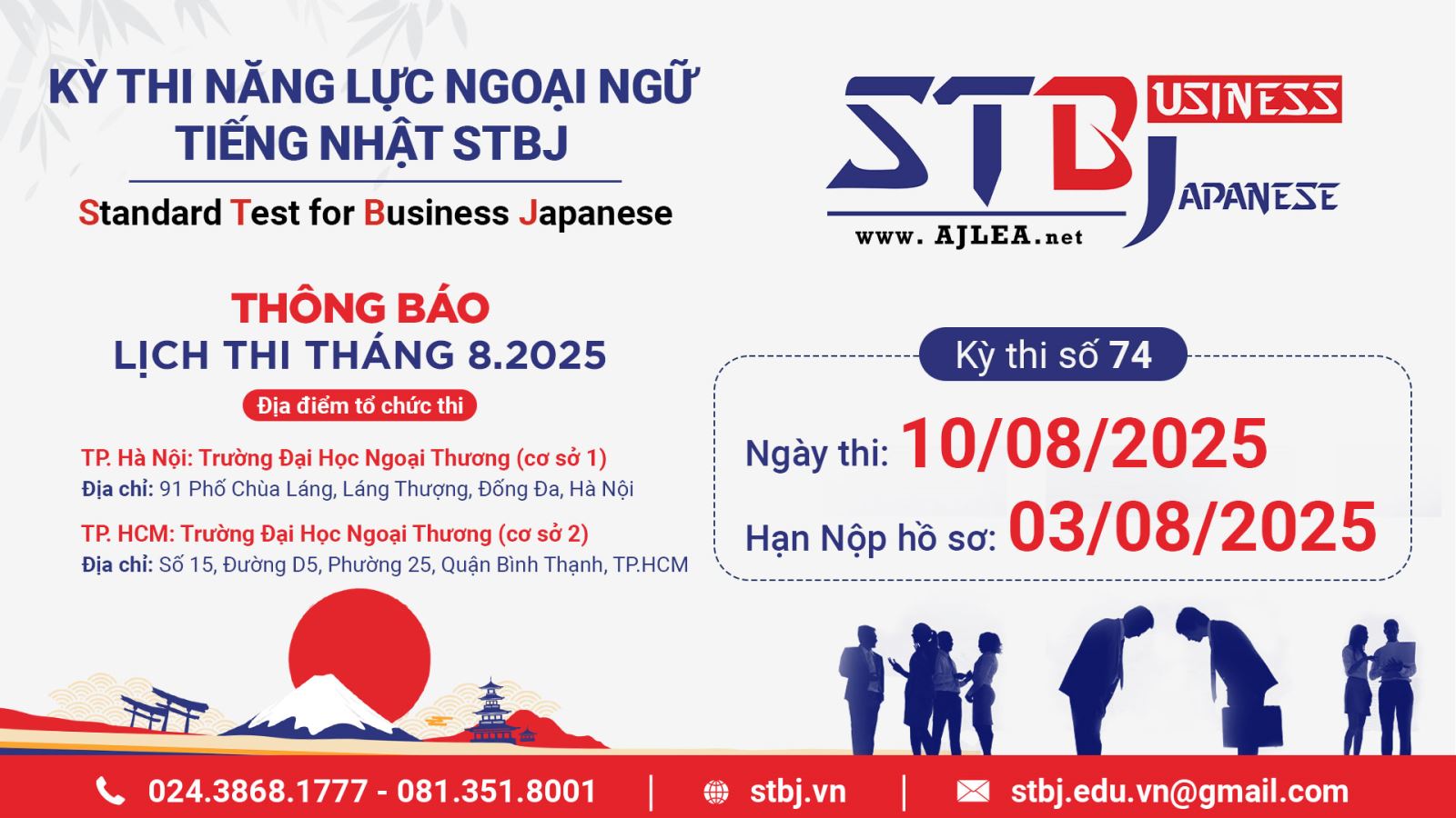 CHÍNH THỨC: MỞ ĐĂNG KÝ STBJ THÁNG 8/2025 – CHUẨN ĐẦU RA TƯƠNG ĐƯƠNG JLPT N1~N5!  