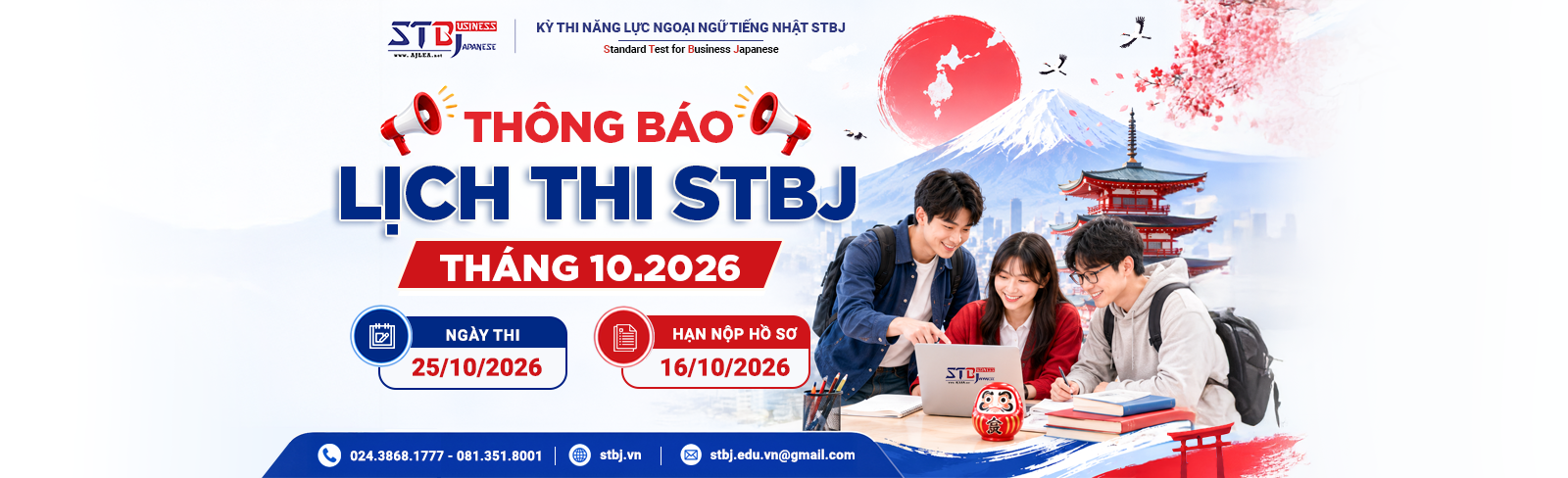 THÔNG BÁO ĐÃ MỞ ĐĂNG KÝ KỲ THI STBJ THÁNG 10/2026